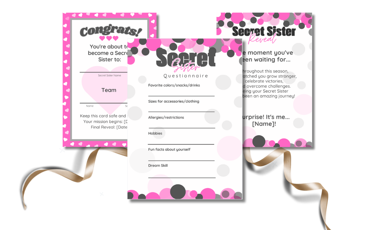 Secret Sister Program Templates on Team Mom Boutique